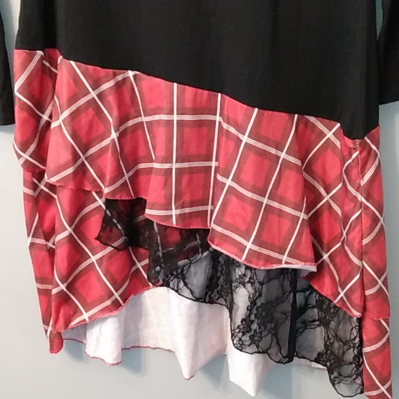 Respi Ronics Black, Plaid and Lace Goth Punk Dress - Picture 2 of 5